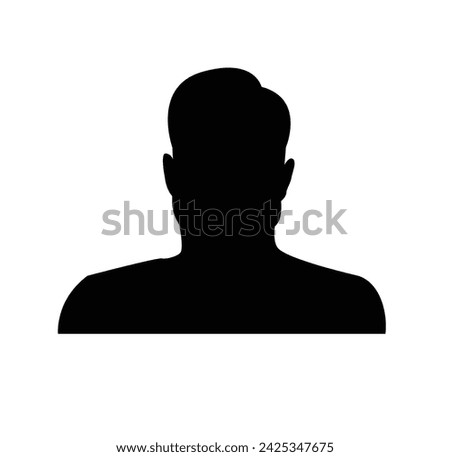 Male Bust Silhouette. Figure of man top body parts