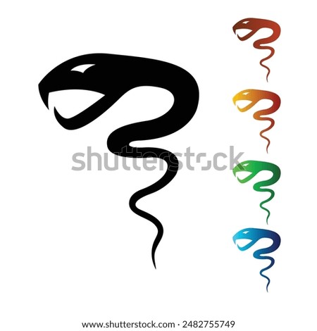 Poisonous Snake with Big Head Icon Different Colors. Animals and wildlife abstract image concept vector