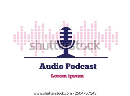 Microphone and Sound Waves Audio Podcast. Recording audio and entertainment media industry