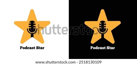 Podcast Star with a Microphone. Audiovisual media and entertainment industry. Broadcasting competition winner concept vector