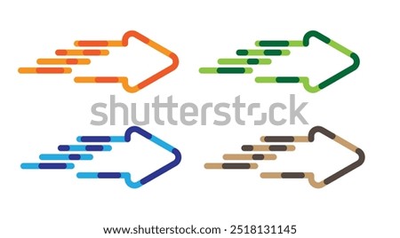 Abstract Flying Arrow Different Colors. Moving services or decisions in fast growing business