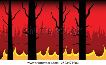 Forest Fire Nature Calamity. Natural disasters and deforestation environmental concept vector