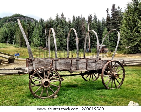 Covered Wagon from the Oregon Trail on Display at Mt. Hood.