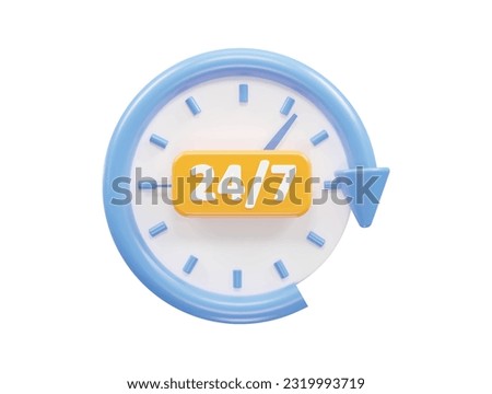 24 hour service icon vector 3d