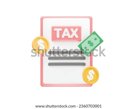 Tax icon 3d render element transparent