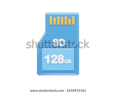  Sd card 128gb icon 3d illustration rendering element