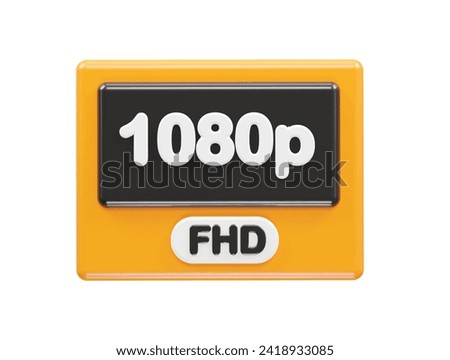 1080p resolution text icon 3d illustration rendering