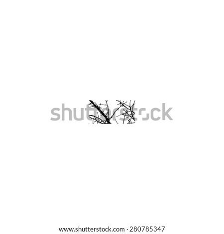 Symbol  double exposure with black tree isolated on white background.Vector  illustration.Black and white double exposure silhouette numbers combined with photograph of nature.Letters of the alphabet