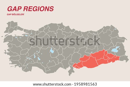 Turkey Economic Geography map - irrigation projects in Turkey map, Southeastern Anatolia Project (GAP), Eastern Anatolia Project (DAP), Eastern Black Sea Project (DOKAP), Zonguldak, Bartın, Karabük Pr