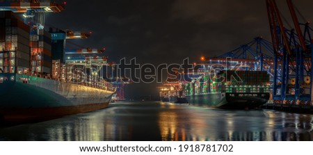 Similar – Image, Stock Photo Container terminal Burchardkai by night