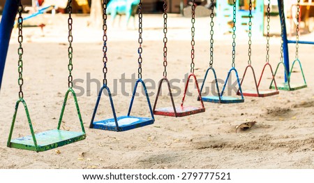 Playground swing in a park