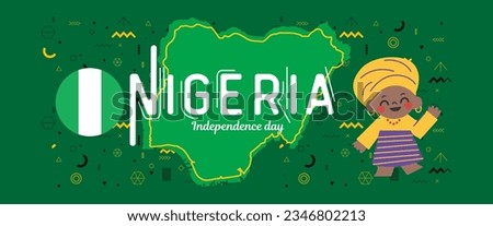 Nigeria national day banner design. Nigerian flag and map theme with background.
