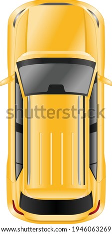 Yellow SUV car Top View Illustrator