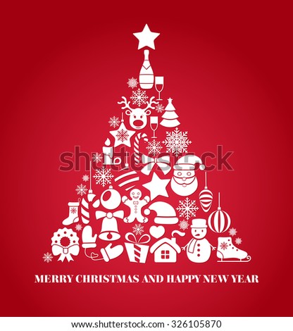 Vector Christmas Tree made of icons and symbols Illustration