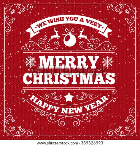 Merry Christmas And Happy New Year Greeting Card Template. Vector ...