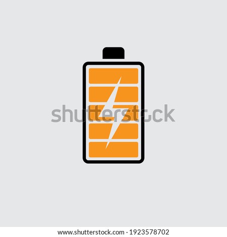 Vector icon of a battery with an electricity symbol in the middle