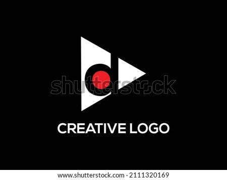 D letter forward play icon logo vector