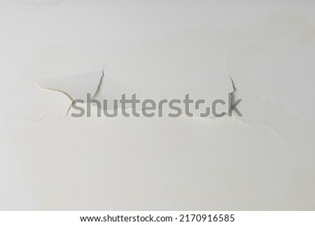 Water seeps on the walls and ceiling after heavy rain or water leaks causing cracks. Stok fotoğraf © 