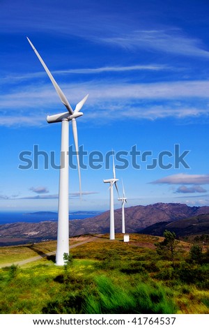 Wind Turbines on the Sea Coast.