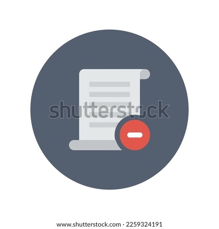Text document with minus icon, Flat vector illustration for web and mobile interface, EPS 10