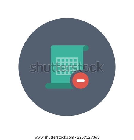 Text document with table and minus icon, Flat vector illustration for web and mobile interface, EPS 10