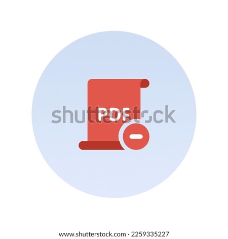 Pdf file with minus icon, Flat vector illustration for web and mobile interface, EPS 10