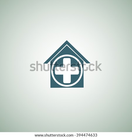 the house is inscribed inside a circle and a plus in the middle, ambulance home, home repair, vector