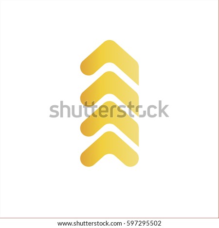 Design Arrow. The band is directed to the top. Vector illustration. Gold Matt. Rounded on one side.