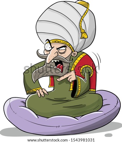 Old bearded angry ottoman sultan