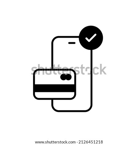 Online payment icon design. Minimal style online payment confirmed illustration. Mobile card payment vector template.