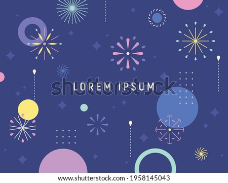 Simple and various fireworks pattern design in the night sky. Simple pattern design template.