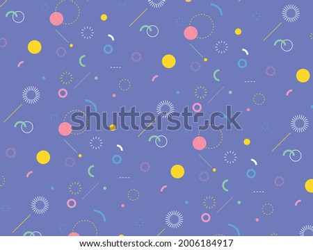 Large and small circle figures and circle figures expressed in various styles are scattered to form a pattern. Simple pattern design template.
 Photo stock © 
