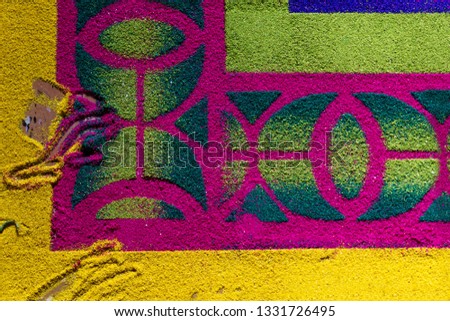 Alfombra Sawdust Carpet With Parrot On Street Made For Semana Santa Easter Santiago Atitlan Guatemala Stock Image Image Of Ceremonial Decorated 168624603