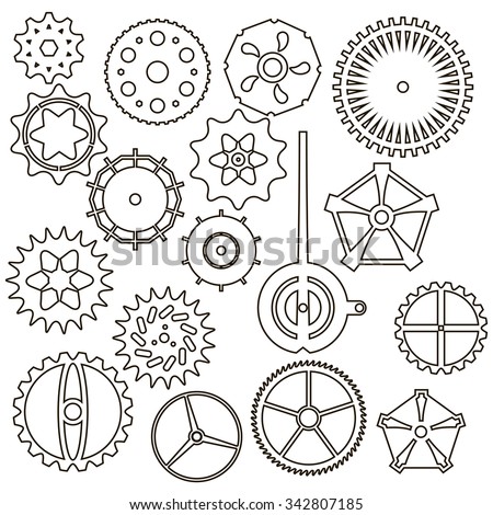 A Set Of 17 Gears. Use The Watch Mechanisms. Distinctive Style Of ...