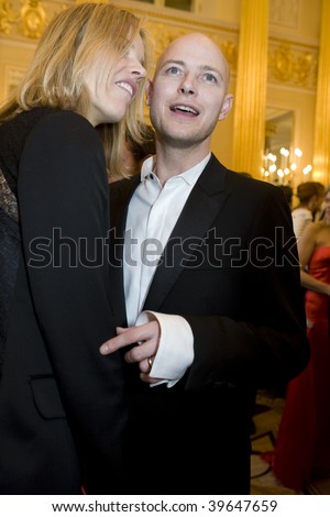 MOSCOW - FEBRUARY 14: Justin Portman, Eva Herzigova at Love Ball,  charity  gala evening  by Eventica in support of  Vodianova\'s Naked Heart Foundation, on February 14, 2008 in Moscow, Russia.