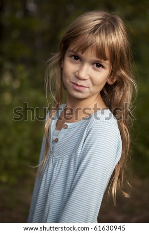 Portrait Of A Cute Little Girl Nine Years Old Stock Photo 61630945 ...