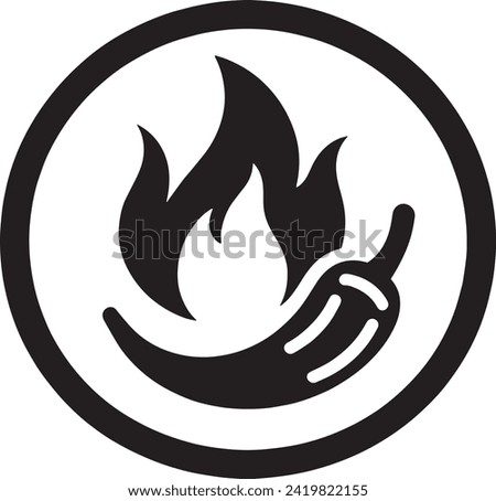 This design typically signifies spicy or hot food, often used in menus and food packaging to indicate the presence of heat or spice in a dish.