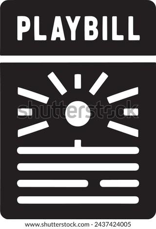  This vector features a minimalist black and white silhouette of a theater playbill, capturing the traditional format used to detail the performances and cast of a theatrical production. 