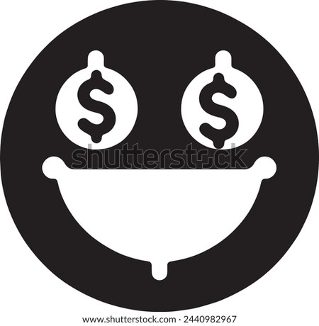 This vector features a  money face emoji, rendered with a minimalist design against a white background.