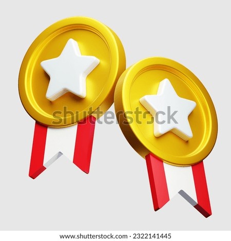 two gold medal 3d icon. 3d vector icon. Minimalist cartoon style. illustration of a champion's medal on a white background. champion, win, gold, competition