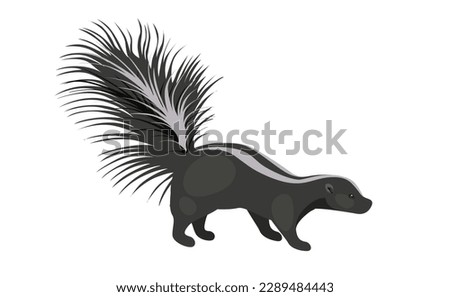 Concept Fauna animal skunk. This illustration is a flat design vector image featuring a cartoon skunk in a conceptual and creative design. Vector illustration.