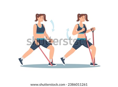 Concept Women's workout in the flat cartoon design. Through a minimalist flat design, this illustration captures the essence of women participating in various sports. Vector illustration.