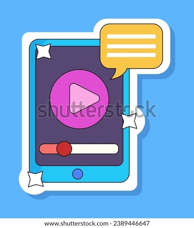 Element of game set in flat cartoon design. Showcasing of the world of games with this colorful ipad, where a diverse set of elements comes to life against blue background. Vector illustration.