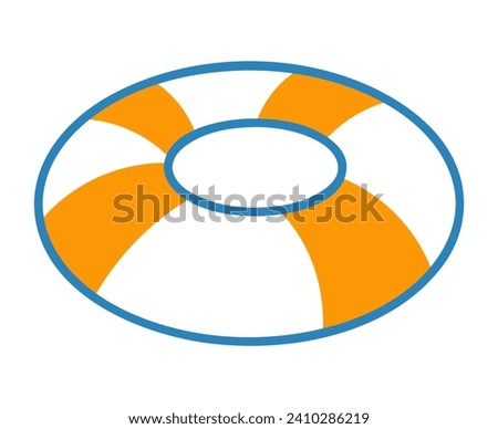 Summer element of set with outline design. This appealing illustration crafted with the cheerful colors of orange and blue showcases a whimsical swimming circle. Vector illustration.