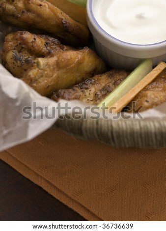 chicken buffalo wing with blue cheese sauce