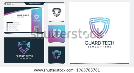 Shield logo template with creative modern concept. Logo and business card design Premium Vector