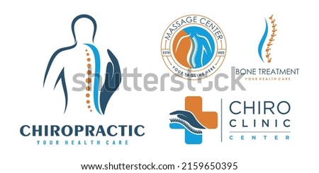 Chiropractic icon set logo design collection for massage teraphy with unique concept Premium Vector