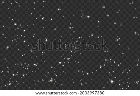 Special design of starlight or light effect. Starry sky. Light effect. Star or spotlight beams. Light dust. Light PNG.Night sky. Decor element. Vector illustration isolated on transparent background.