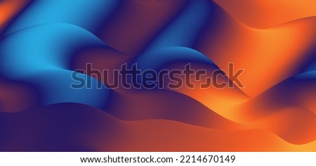 Stylish corrugated motion high-grade blue yellow orange mixed fluid gradient abstract background