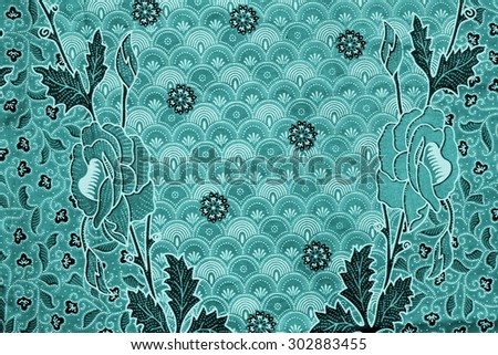 Texture background : Background with floral batik. Design for fabric of general traditional thai style.(Laithai)